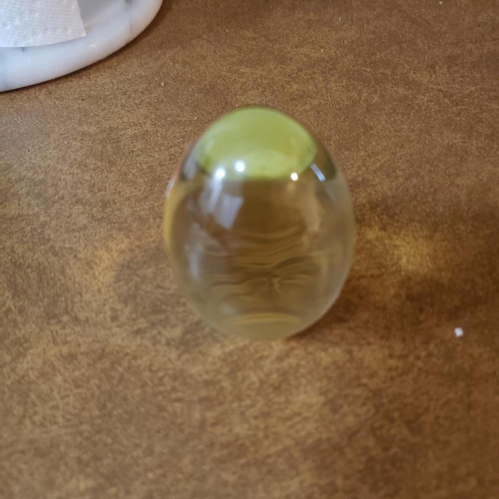 Gorgeous vintage German crystal yellow green egg